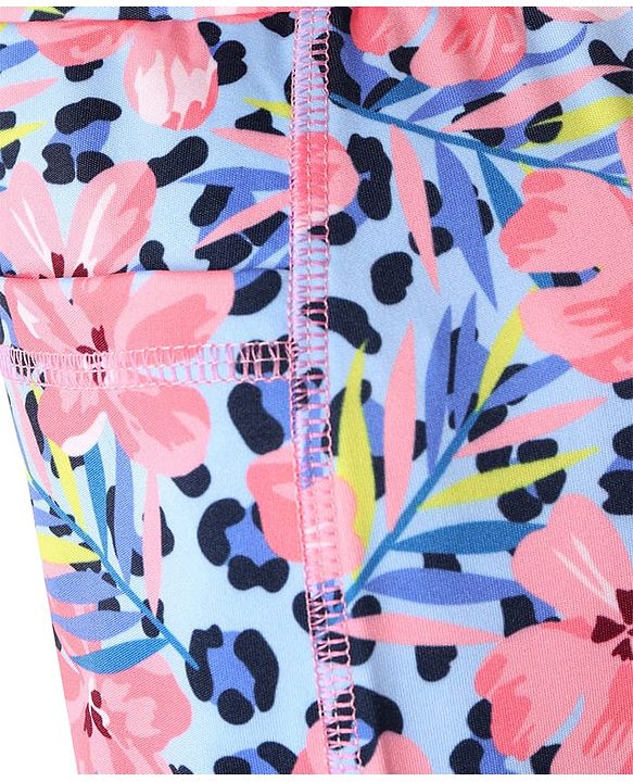 Pine Active Knit Full Length Super Stretch Leggings With Floral Print - Multicolor