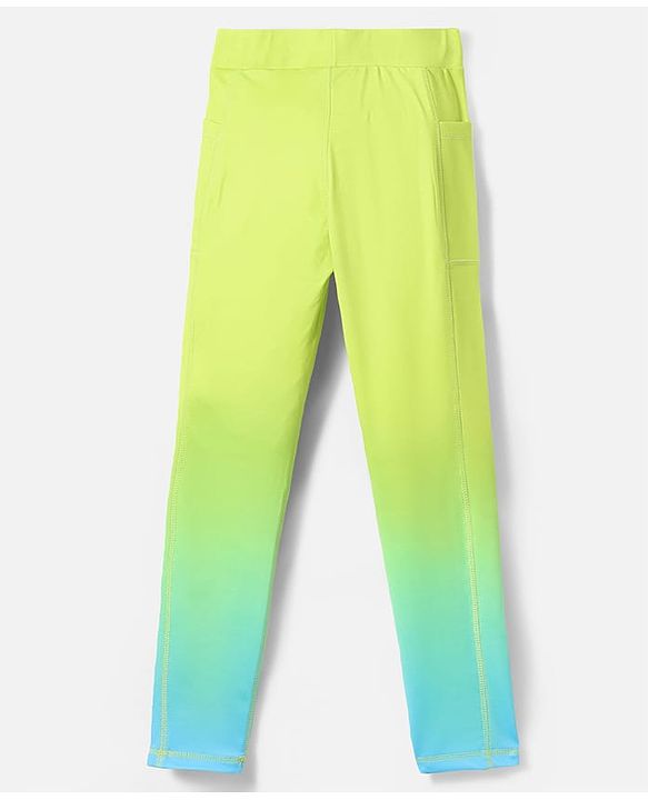 Pine Active Knit Full Length Super Stretch Leggings With Ombre Effect - Light Green & Light Blue