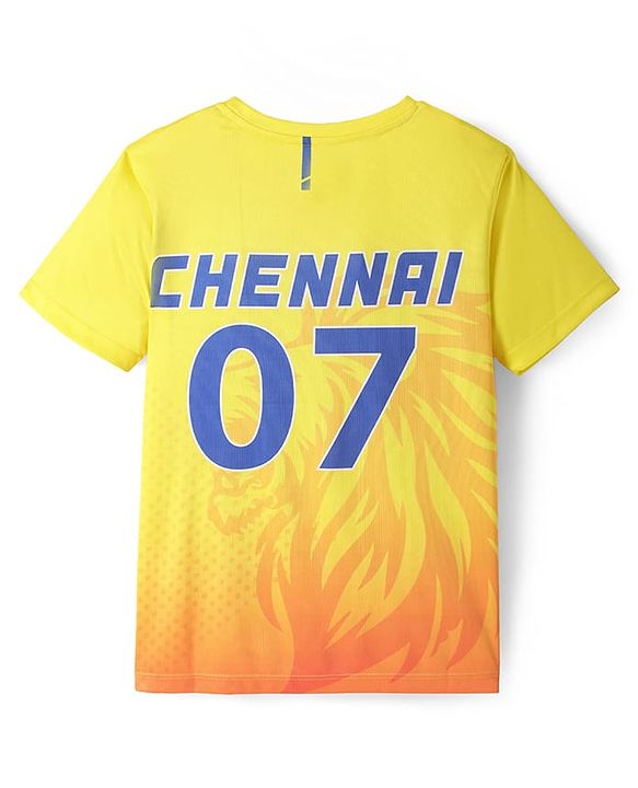Pine Active Half Sleeves High Stretch T-Shirt with Chennai Team Print - Yellow