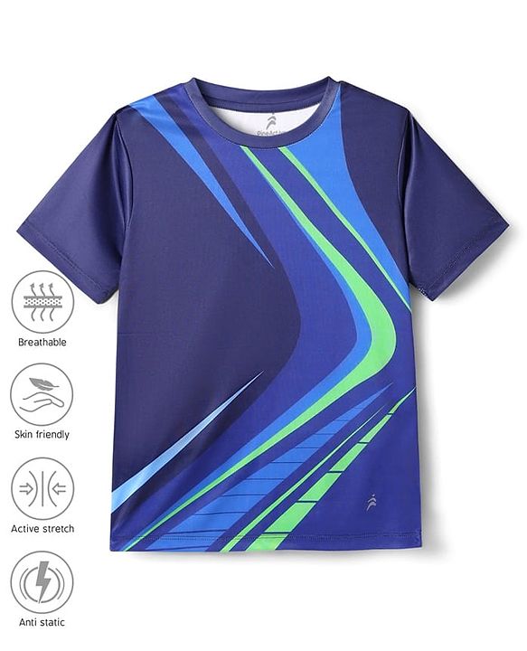 Pine Active Knit Half Sleeves T-Shirt - Navy Blue
