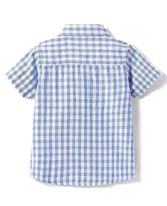Babyhug 100% Cotton Woven Half Sleeves Checks Shirt- Blue