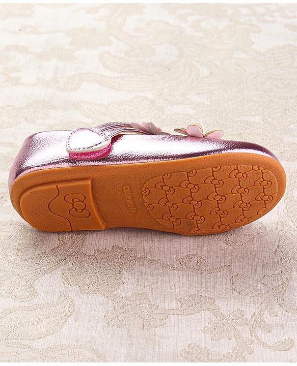 Cute Walk by Babyhug Velcro Closure Ballerina with Floral Applique - Pink
