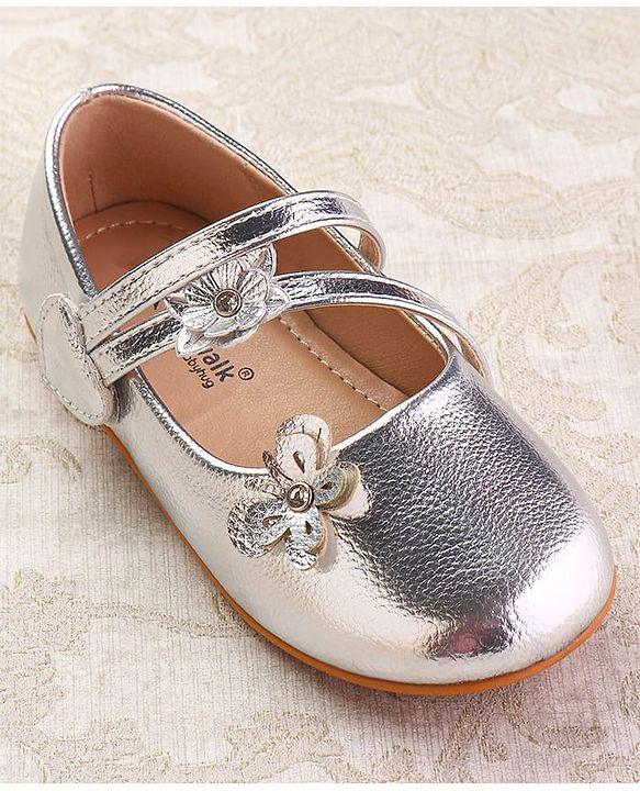 Cute Walk by Babyhug Velcro Closure Ballerina with Floral Applique - Pink