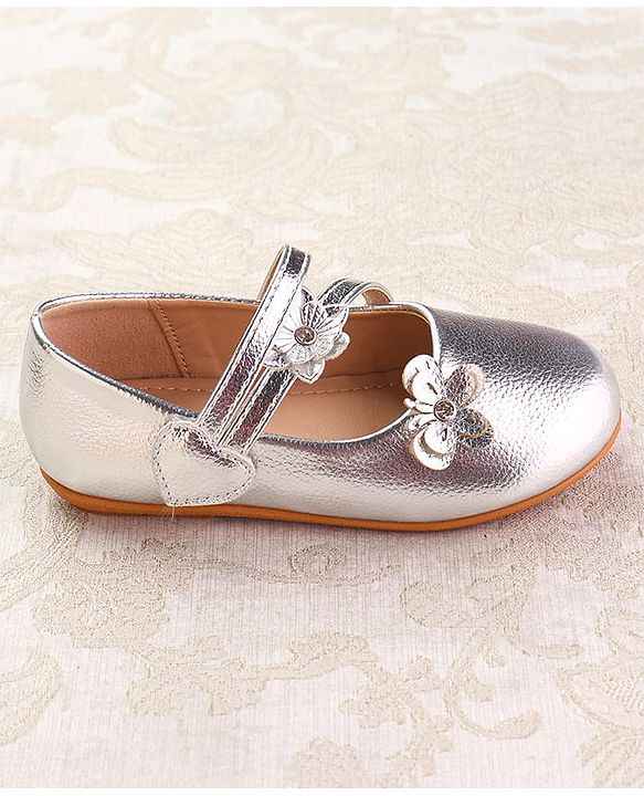 Cute Walk by Babyhug Velcro Closure Ballerina with Floral Applique - Pink