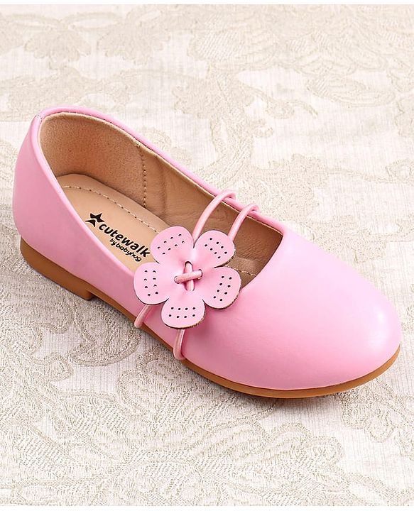 Cute Walk by Babyhug Slip on Ballerina with Floral Applique - Pink