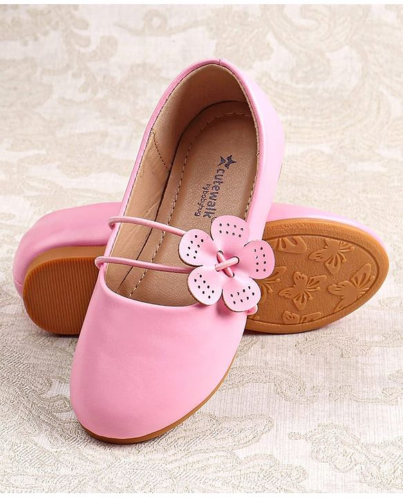 Cute Walk by Babyhug Slip on Ballerina with Floral Applique - Pink