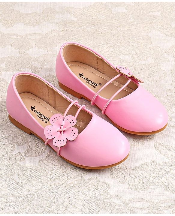 Cute Walk by Babyhug Slip on Ballerina with Floral Applique - Pink