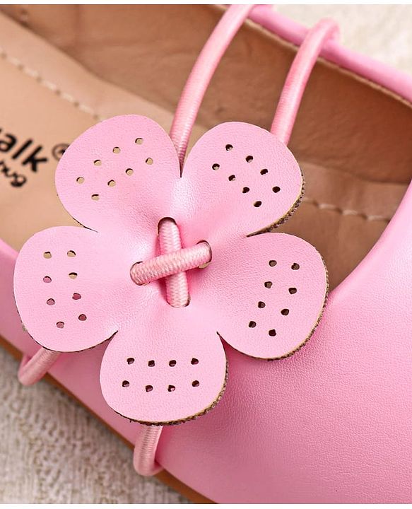 Cute Walk by Babyhug Slip on Ballerina with Floral Applique - Pink
