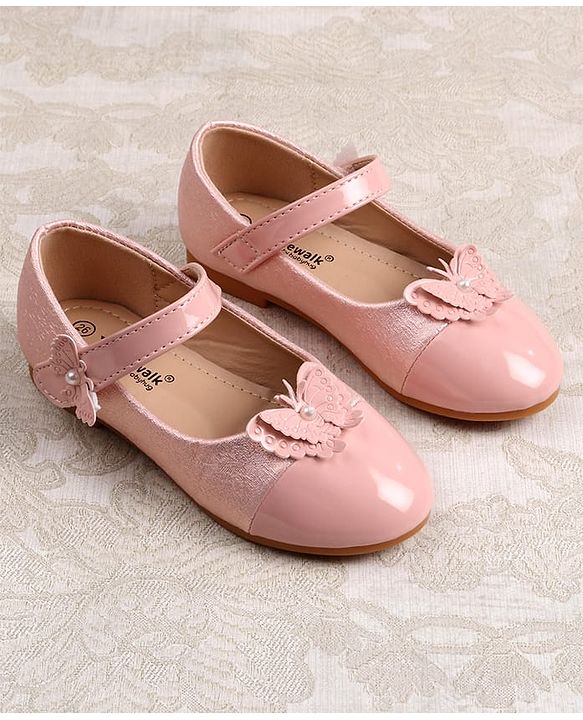 Cute Walk by Babyhug Ballerinas with Velcro Closure & Butterfly Applique - Pink