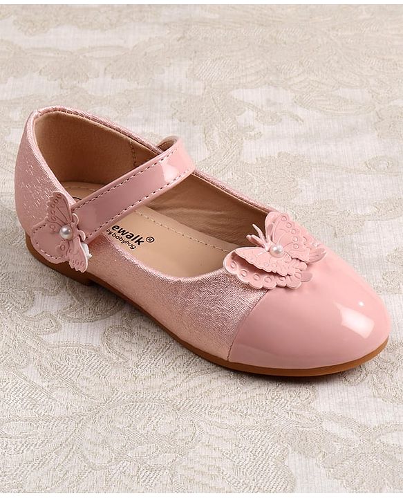Cute Walk by Babyhug Ballerinas with Velcro Closure & Butterfly Applique - Pink