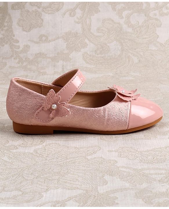 Cute Walk by Babyhug Ballerinas with Velcro Closure & Butterfly Applique - Pink