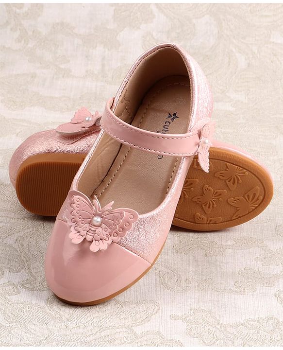 Cute Walk by Babyhug Ballerinas with Velcro Closure & Butterfly Applique - Pink