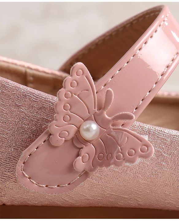 Cute Walk by Babyhug Ballerinas with Velcro Closure & Butterfly Applique - Pink