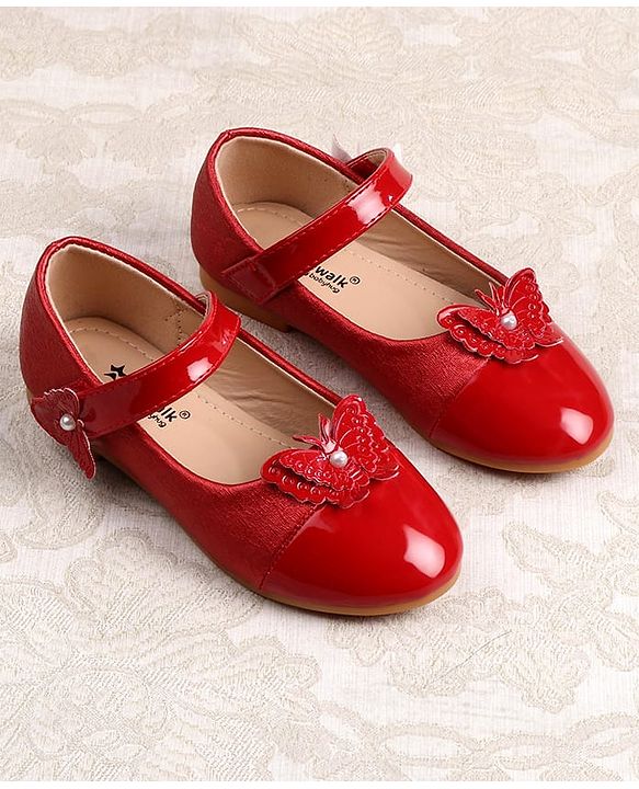 Cute Walk by Babyhug Ballerina with Butterfly Applique & Velcro Closure - Red