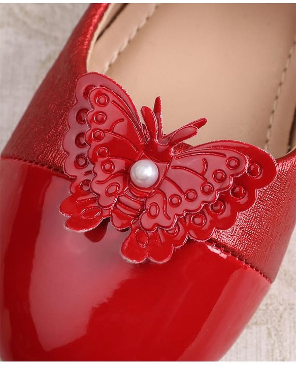 Cute Walk by Babyhug Ballerina with Butterfly Applique & Velcro Closure - Red