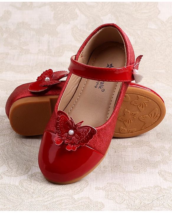 Cute Walk by Babyhug Ballerina with Butterfly Applique & Velcro Closure - Red