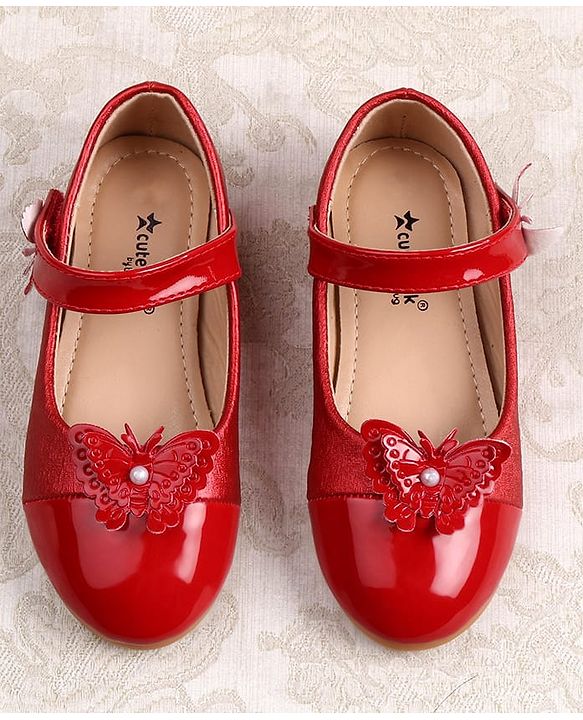 Cute Walk by Babyhug Ballerina with Butterfly Applique & Velcro Closure - Red