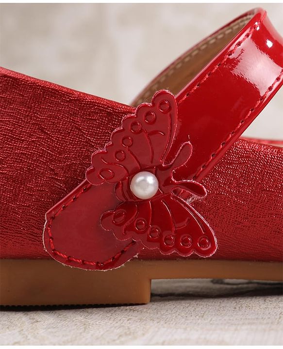 Cute Walk by Babyhug Ballerina with Butterfly Applique & Velcro Closure - Red