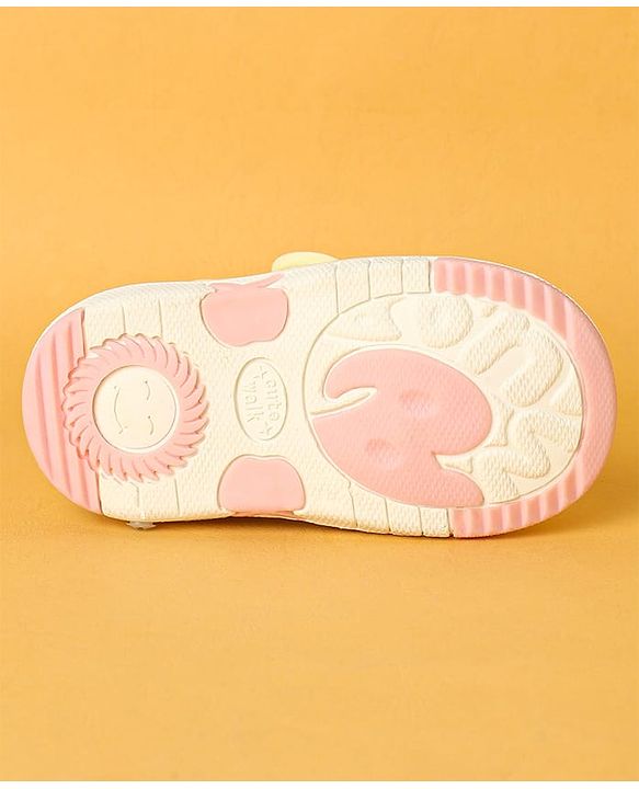 Cute Walk by Babyhug Velcro Closure Casual Shoes with Kitty Patch - Light Yellow
