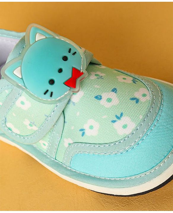 Cute Walk by Babyhug Velcro Closure Casual Shoes with Kitty Patch - Light Yellow