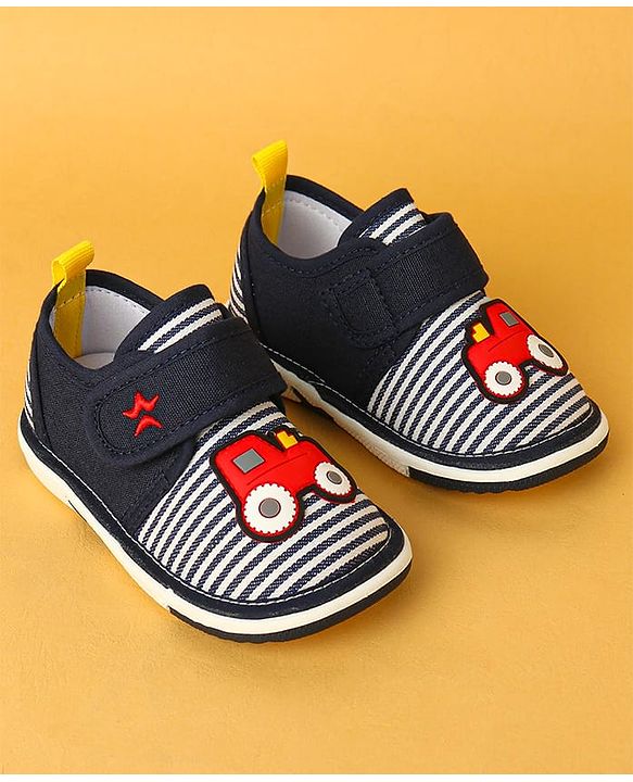 Cute Walk by Babyhug Velcro Closure Casual Shoes with Car Applique - Navy
