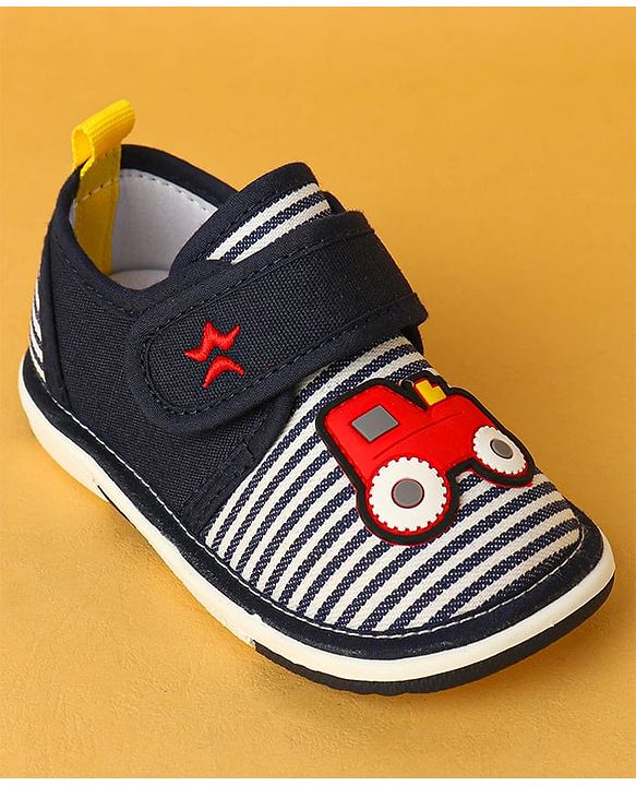 Cute Walk by Babyhug Velcro Closure Casual Shoes with Car Applique - Navy