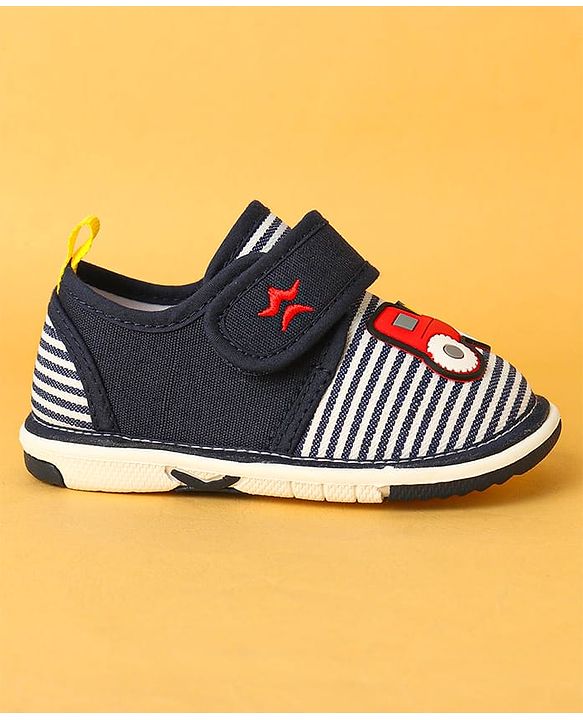Cute Walk by Babyhug Velcro Closure Casual Shoes with Car Applique - Navy