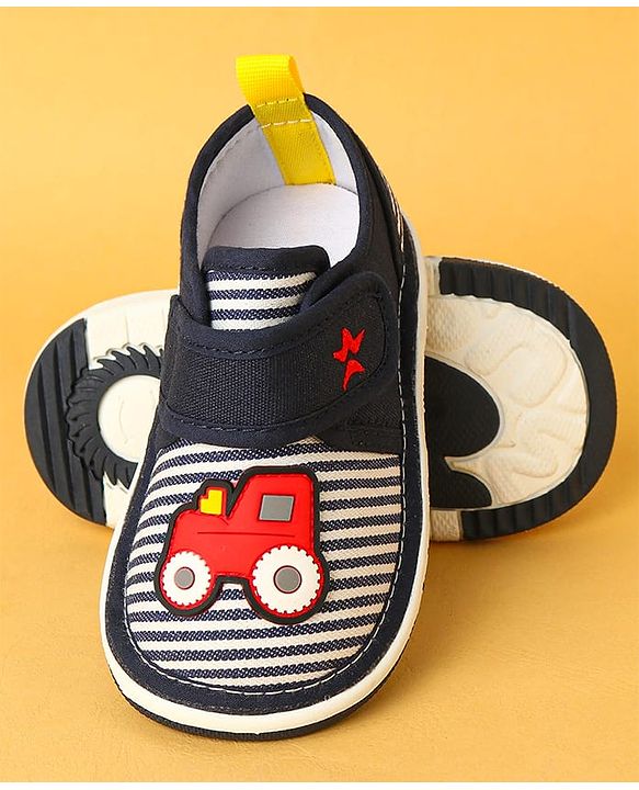 Cute Walk by Babyhug Velcro Closure Casual Shoes with Car Applique - Navy