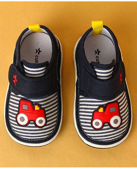 Cute Walk by Babyhug Velcro Closure Casual Shoes with Car Applique - Navy