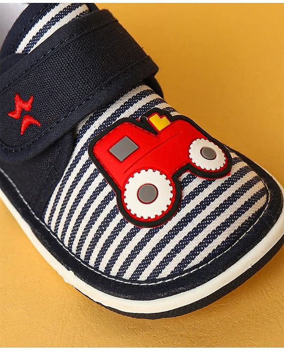 Cute Walk by Babyhug Velcro Closure Casual Shoes with Car Applique - Navy