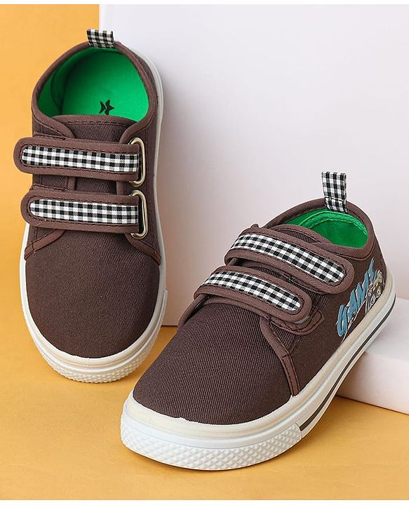 Cute Walk by Babyhug Velcro Closure Casual Shoes with Checks - Charcoal Grey