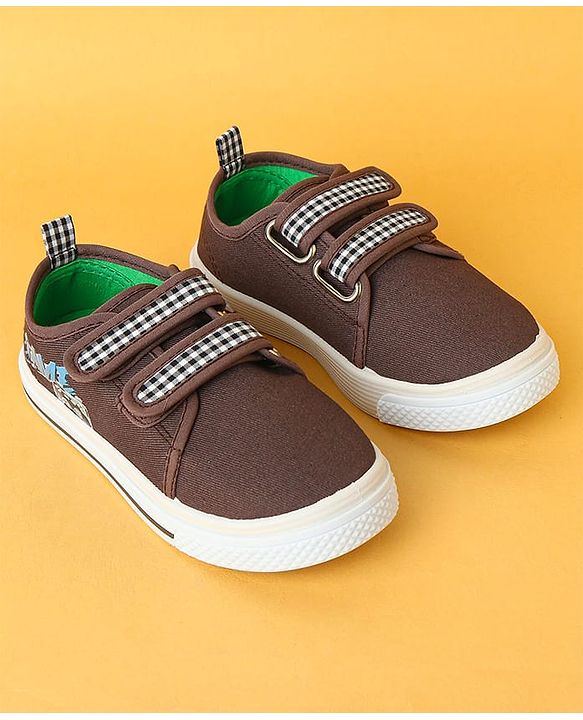 Cute Walk by Babyhug Velcro Closure Casual Shoes with Checks - Charcoal Grey