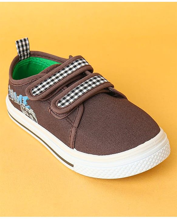 Cute Walk by Babyhug Velcro Closure Casual Shoes with Checks - Charcoal Grey