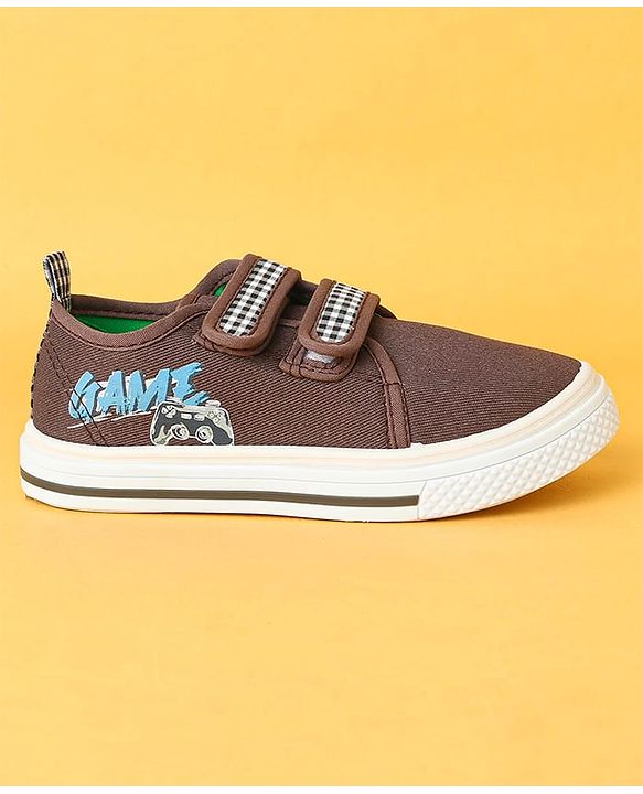 Cute Walk by Babyhug Velcro Closure Casual Shoes with Checks - Charcoal Grey