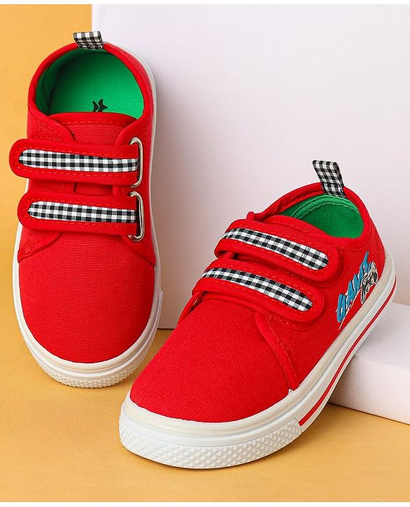 Cute Walk by Babyhug Velcro Closure Casual Shoes with Checks - Charcoal Grey