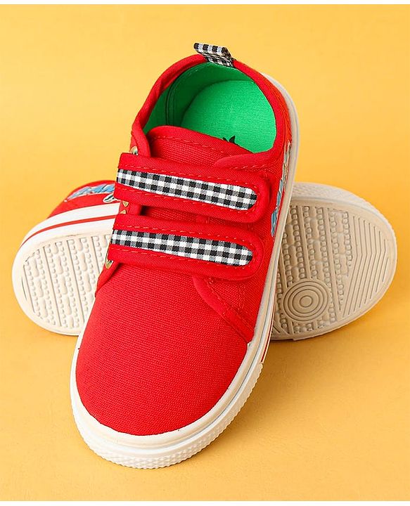 Cute Walk by Babyhug Velcro Closure Casual Shoes with Checks - Charcoal Grey