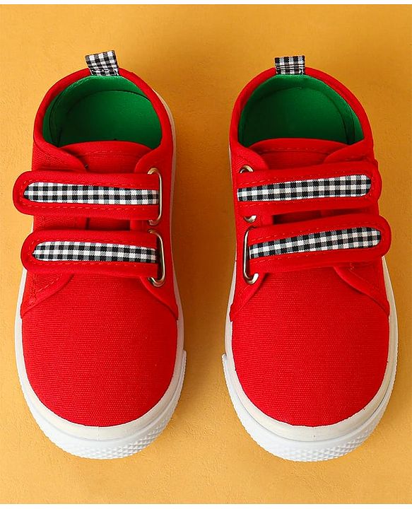 Cute Walk by Babyhug Velcro Closure Casual Shoes with Checks - Charcoal Grey