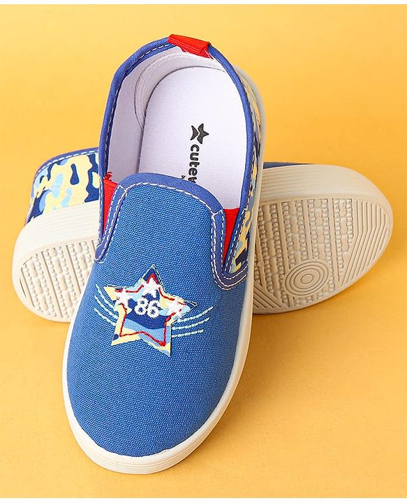 Cute Walk by Babyhug Slip On  Casual Shoes With Star Patch - Blue