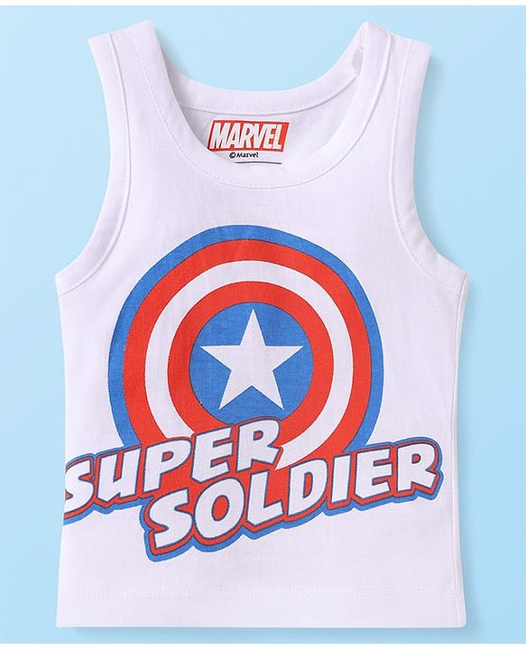 Babyhug Marvel Knit Sleeveless Vests With Avengers Graphics Pack Of 3 - Red Blue & White