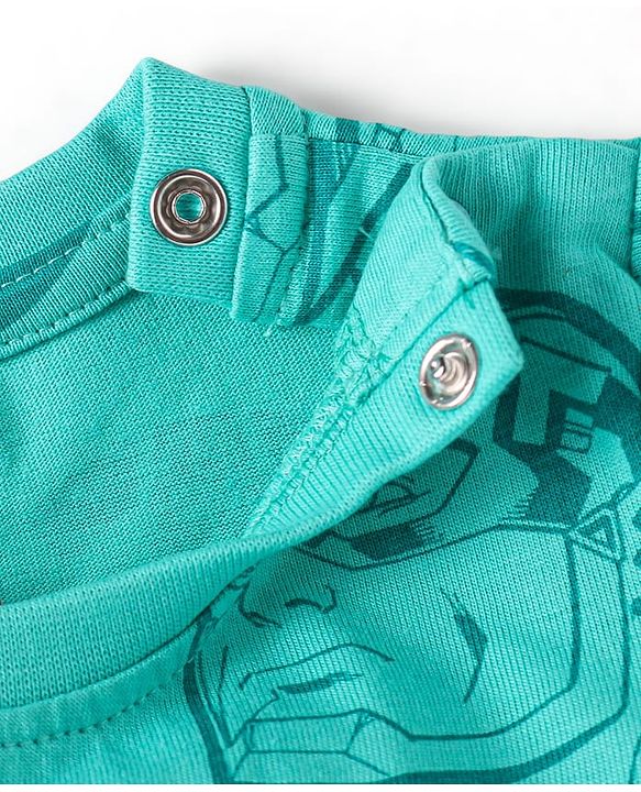 Babyhug Marvel Single Jersey Knit Full Sleeves Night Suit with Avengers Graphics - Mint