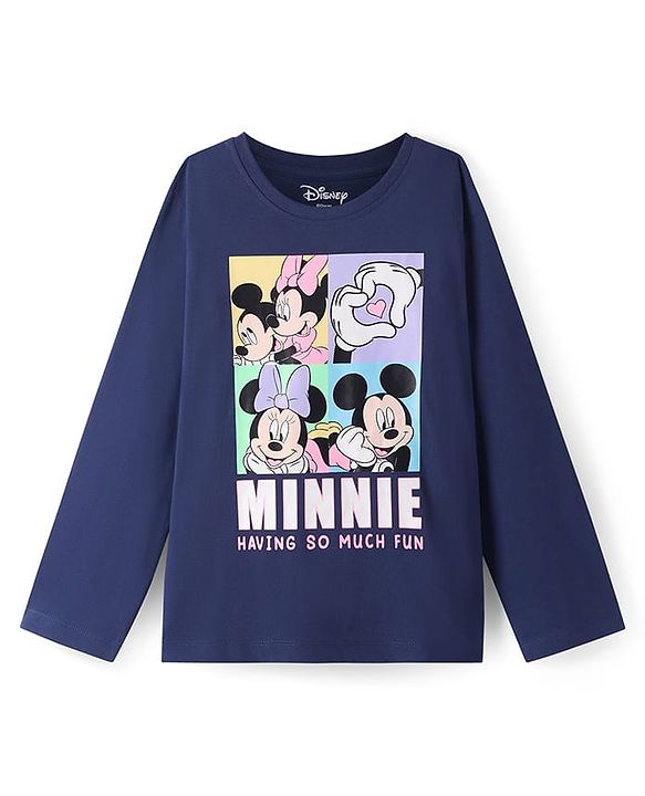 Pine Kids Disney Single Jersey Knit Full Sleeves Night Suit with Minnie & Friends Graphics - Navy Blue