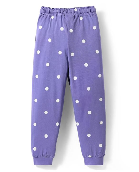 Pine Kids Disney Single Jersey Knit Full Sleeves Night Suit with Minnie Mouse Graphics - Purple