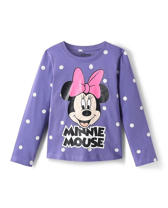 Pine Kids Disney Single Jersey Knit Full Sleeves Night Suit with Minnie Mouse Graphics - Purple
