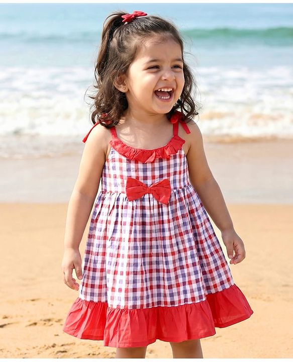 Babyhug Cotton Full Sleeves Checks Shirt & Trouser Set - Red & Beige