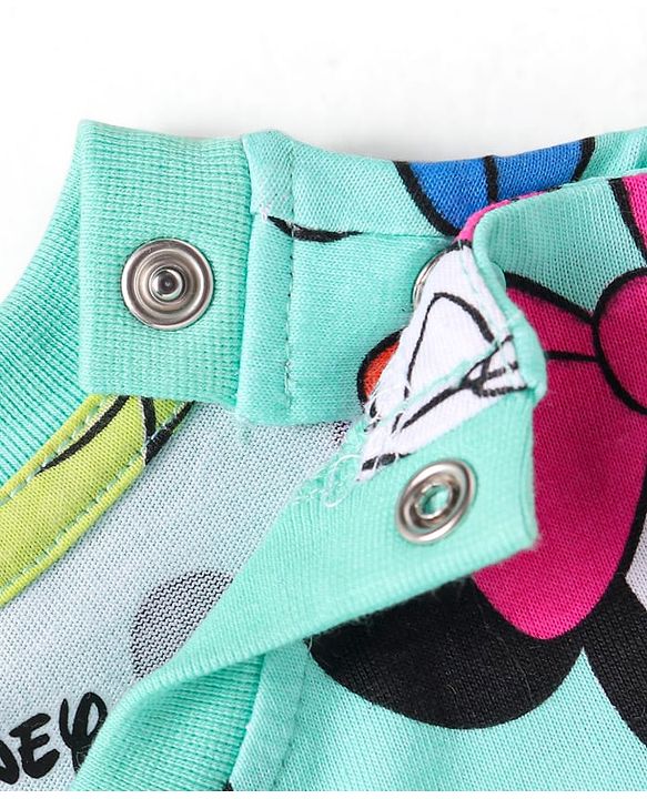 Babyhug Disney Single Jersey Knit Half Sleeves Co-ords Shorts Night Suit with Minnie Mouse Graphics - Turquoise