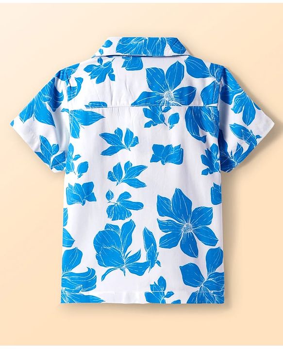 Babyhug Viscose Woven Half Sleeves Shirt with Floral Print - White