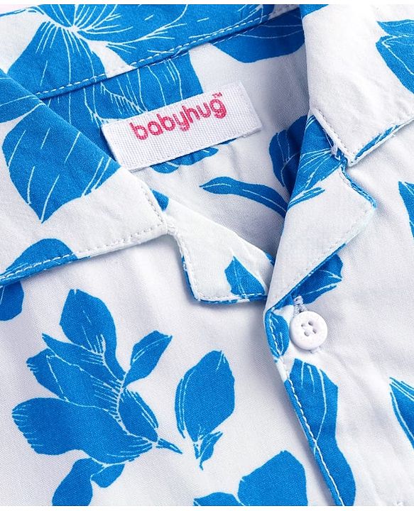Babyhug Viscose Woven Half Sleeves Shirt with Floral Print - White