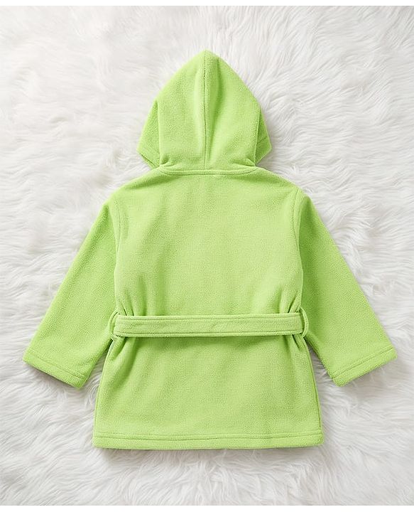 Babyhug Terry Knit Full Sleeves Hooded Bath Robe with Giraffe Patch - Green