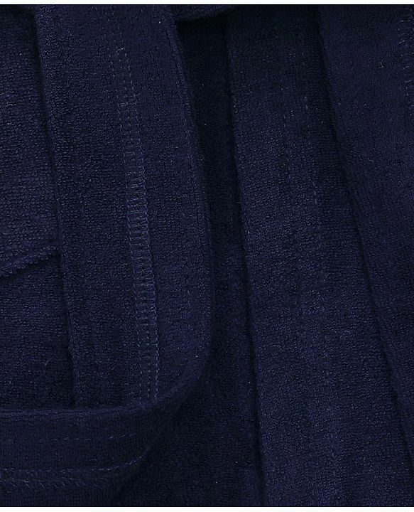 Babyhug Terry Knit Full Sleeves Hooded Bath Robe with Animal Patch - Navy Blue