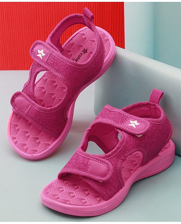 Cute Walk by Babyhug Sandals with Velcro Closure - Dark Pink